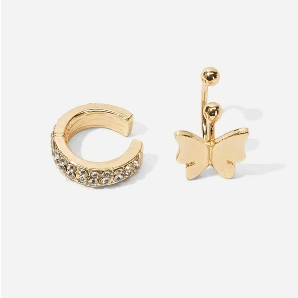 • Taylor • Butterfly + Crystal Ear Cuff Set - Picture 3 of 4